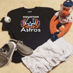 Houston Astros Baseball Custom Star Black Tshirt M